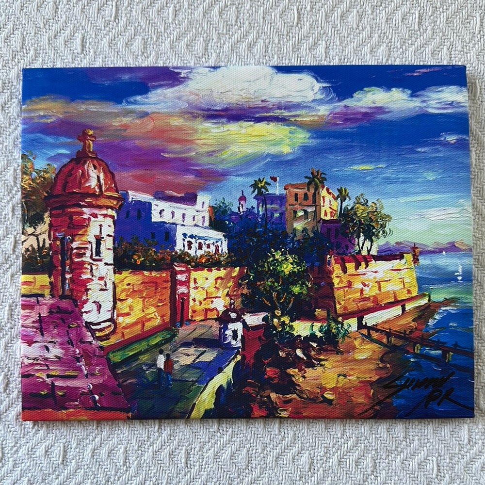 Sunset Coastal Wall Art Painting - Vibrant Blue & Purple Canvas Print